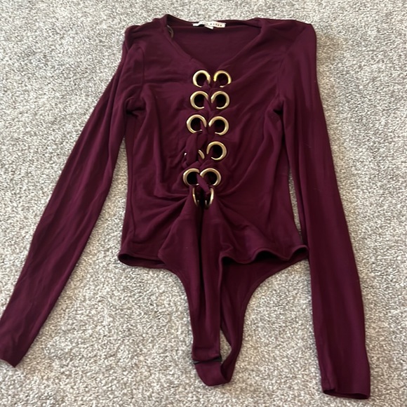 Haute Monde Tops - Burgundy bodysuit